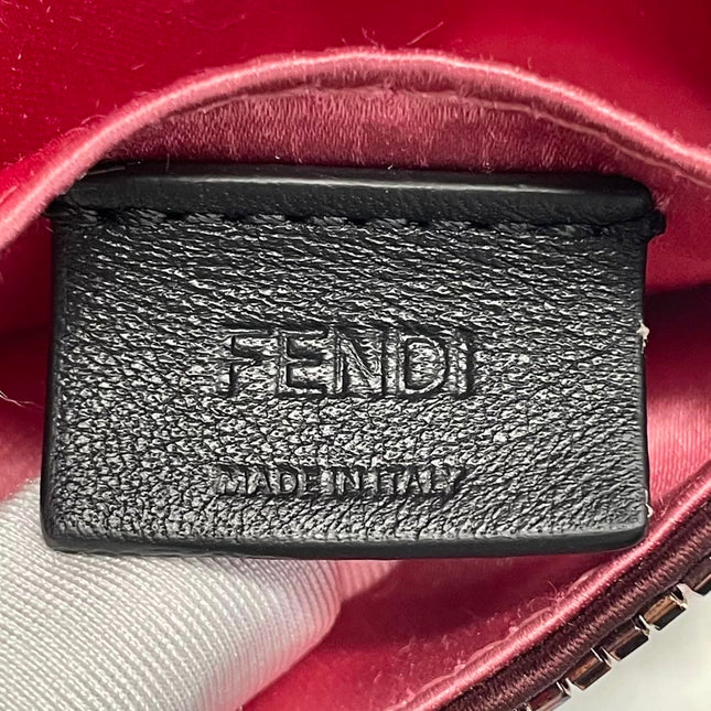 Fendi Nano Baguette Charm Red Sequins Satin Interior Chain Strap