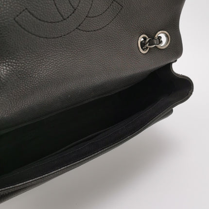 Chanel Now and Forever Large Jumbo Flap Bag Black Lambskin Silver Hardware