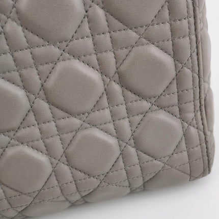 Sold Lady Dior Grey Medium Lambskin Cannage Leather Handbag ABC Strap