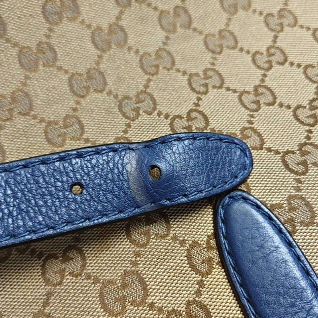 Gucci Jackie 1961 Soft Medium Navy Leather and Monogram