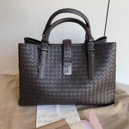 Bottega Veneta Roma Large Intrecciato Nappa Leather Dark Brown 35cm-Luxbags