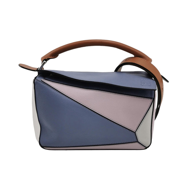 Loewe Puzzle Small Tricolor Purple Pink Grey Calfskin Leather Crossbody Bag-Luxbags