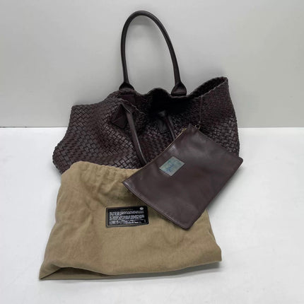 Bottega Veneta Cabat Tote Intreccio Leather Chocolate Brown 42cm