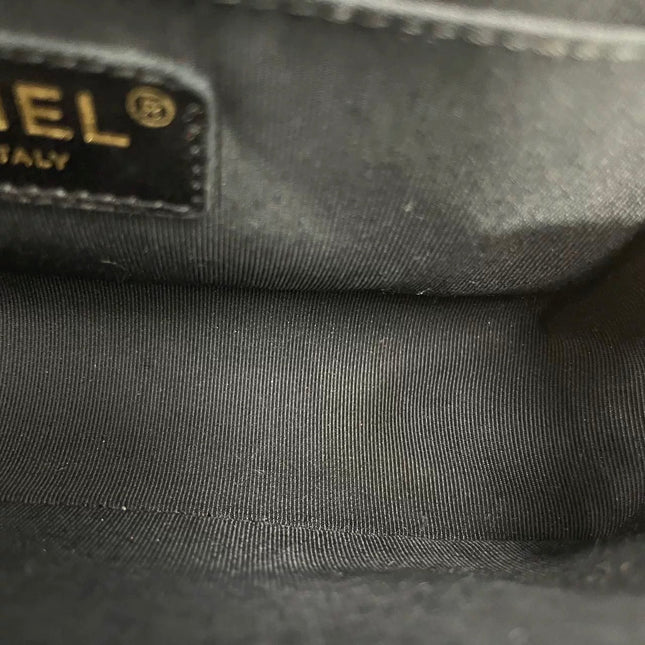 Chanel Le Boy Small Black Lambskin Leather Antiqued Gold Hardware