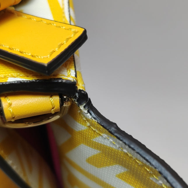 Fendi Baguette 1997 Re-edition Yellow Psychedelic Print Canvas Shoulder Bag