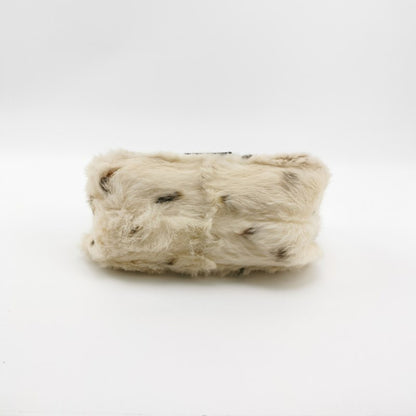 Fendi Mini Mamma Baguette White Rabbit Fur Shoulder Bag