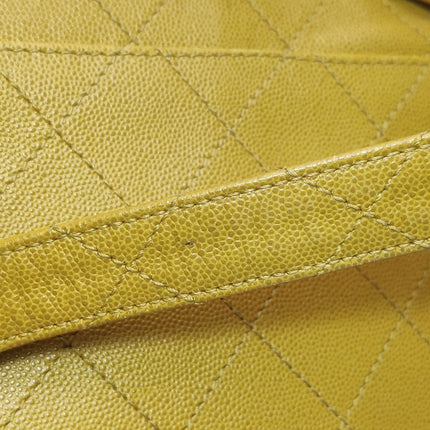 Chanel Vintage Kelly Flap Bag Yellow Caviar Leather 24k Gold Hardware 1997-1999