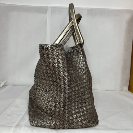 Bottega Veneta Cabat Large Intreccio Deerskin Leather Tote Bag Gold