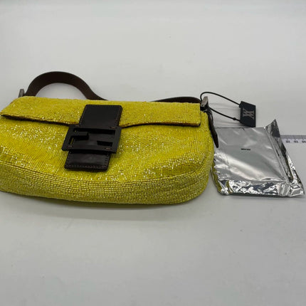Fendi Baguette Vintage Shoulder bag with Glitter Yellow Beads