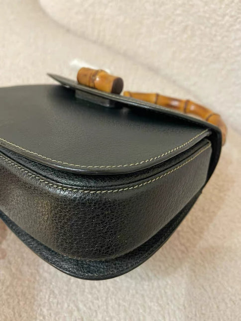 Gucci Bamboo 1947 Top Handle Bag Leather Small Dark Green