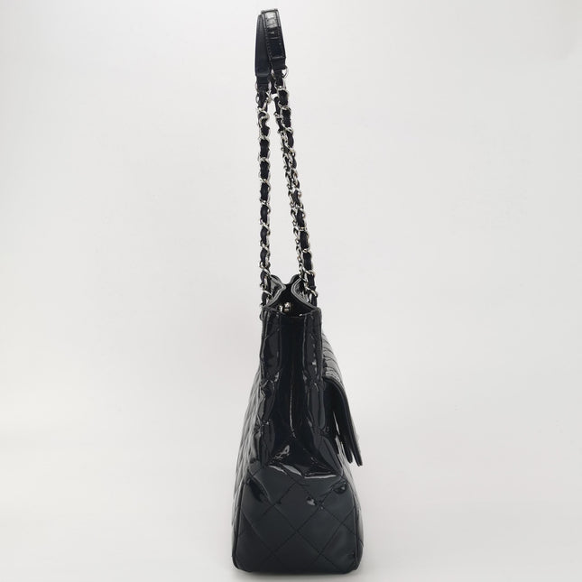 Chanel Coco Shine Small Tote Black Quilted Patent Leather Silver Hardware 2014-15