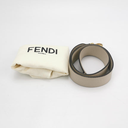 Fendi Baguette Selleria Medium White Grey Calfskin Leather Green Interior Crossbody Bag