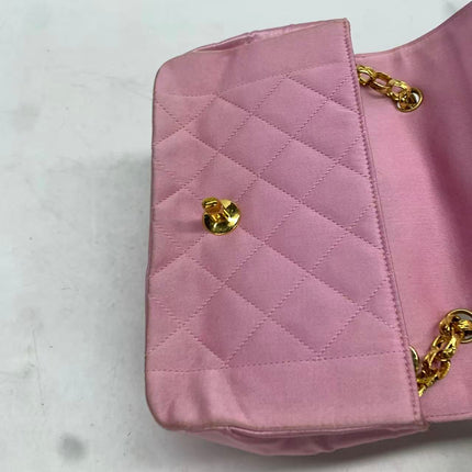 Chanel Diana Flap Bag 1990 Mini Pink Silk Satin Bijou Chain