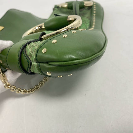 Sold Gucci Horsebit 1955 Green Crocodile Skin Shoulder Bag Large