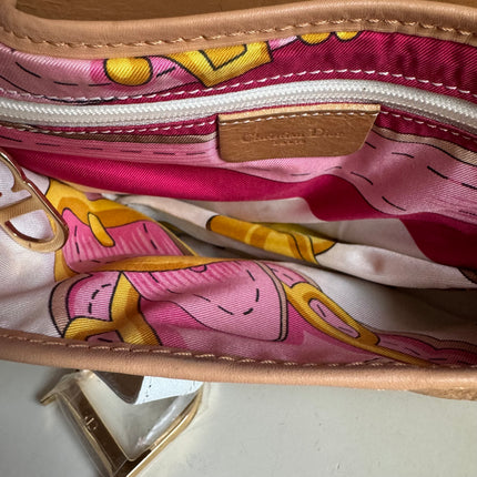 Dior Saddle Vintage Brown Leather and Silk Interior Shoulder Bag