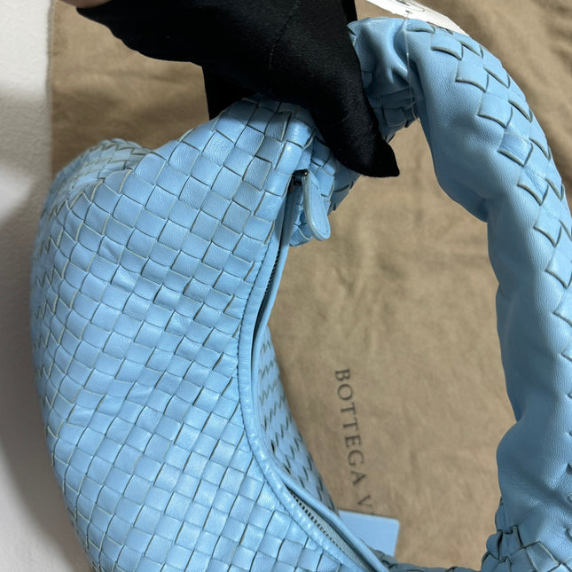 Sold Bottega Veneta Veneta Hobo Medium Baby Blue Intrecciato Leather Bag 43cm