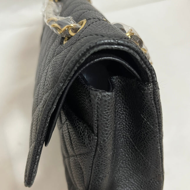 Chanel Classic Flap Medium Black Caviar Leather with 24k Gold Hardware, 2008