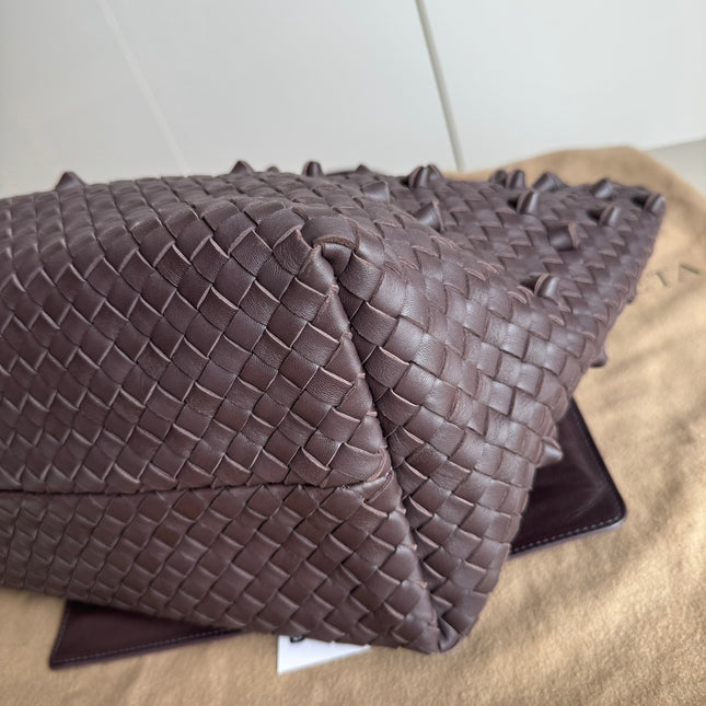 Sold Bottega Veneta Cabat Medium Intreccio Leather Tote Bag Dark Chocolate Brown