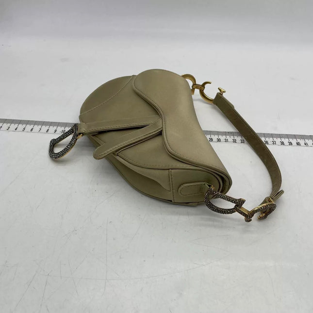 Dior Saddle Mini Silk Handbag Light Gold with crystals