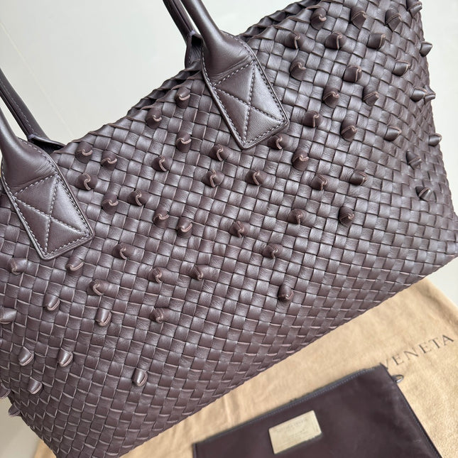 Sold Bottega Veneta Cabat Medium Intreccio Leather Tote Bag Dark Chocolate Brown