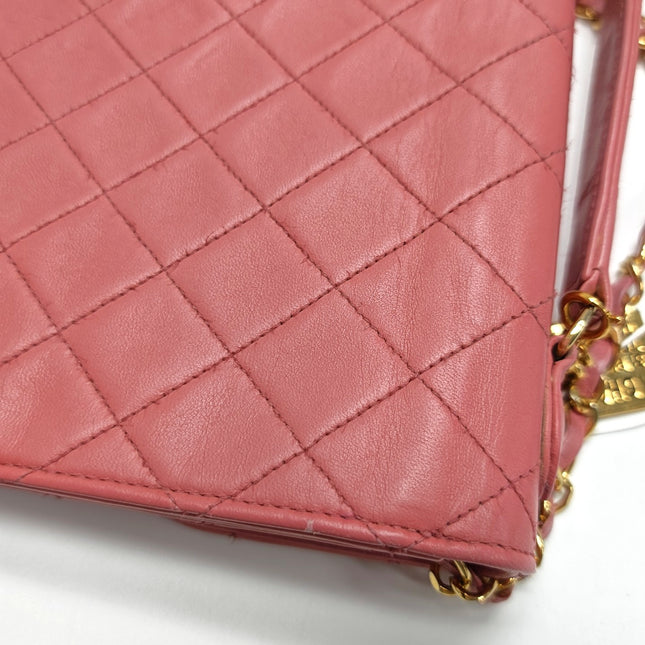 Chanel Vintage Double CC Turnlock Small Pink Lambskin Leather 2Way Shoulder Bag