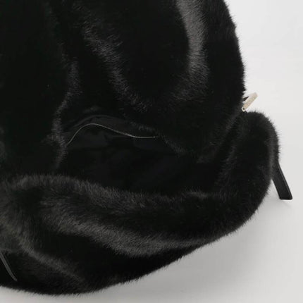 Fendi Mamma Baguette Black Faux Fur Shoulder Bag