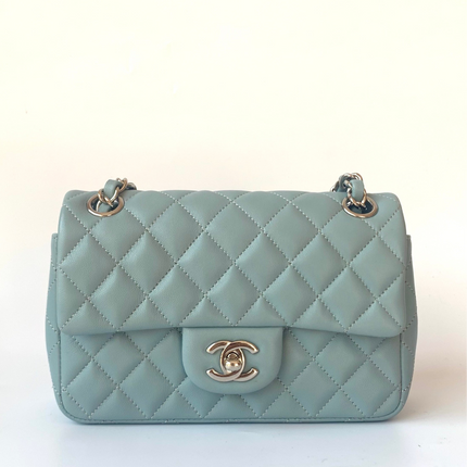 Sold Chanel Classic Flap Rectangular Mini Misty Blue Lambskin, 2011-2012
