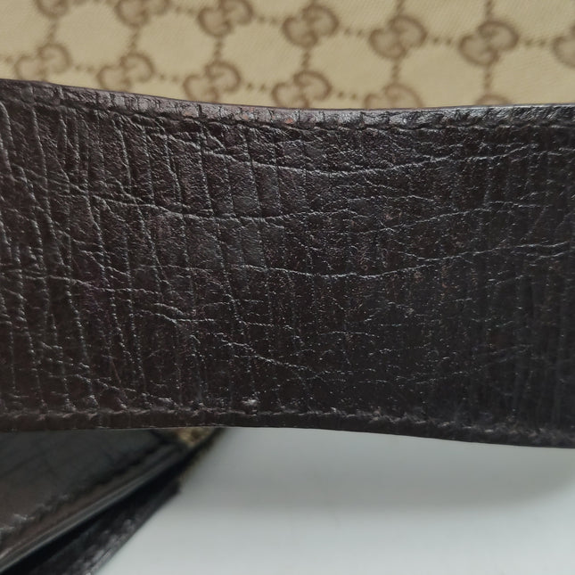 Gucci Large Vintage Brown Monogram and Leather Side Horsebit Shoulder Bag