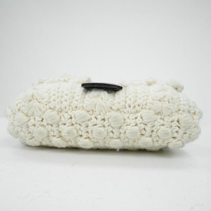 Sold Fendi Baguette Bag White Wool Pompom Shoulder Bag