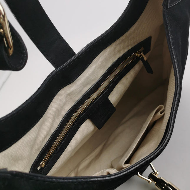 Gucci Jackie 1961 Medium Black Suede Leather Bag