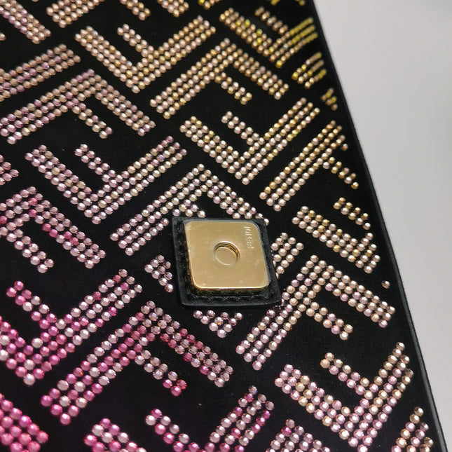 Fendi x Versace Baguette Black Suede With Multi-color Crystal Embellishment