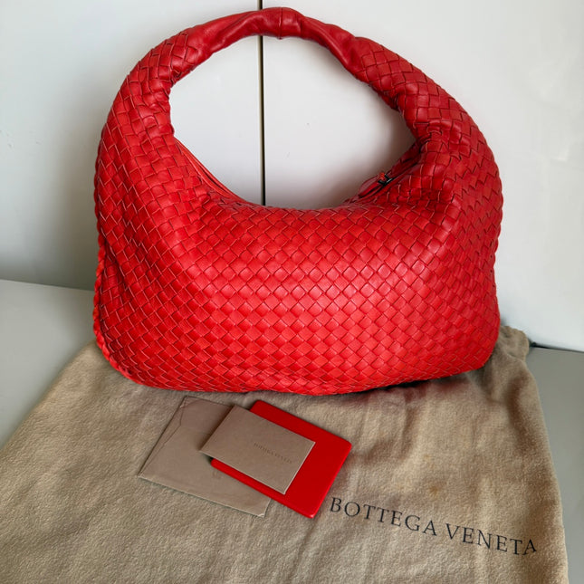 Bottega Veneta Hobo Bag leather Bright Red Medium 40cm