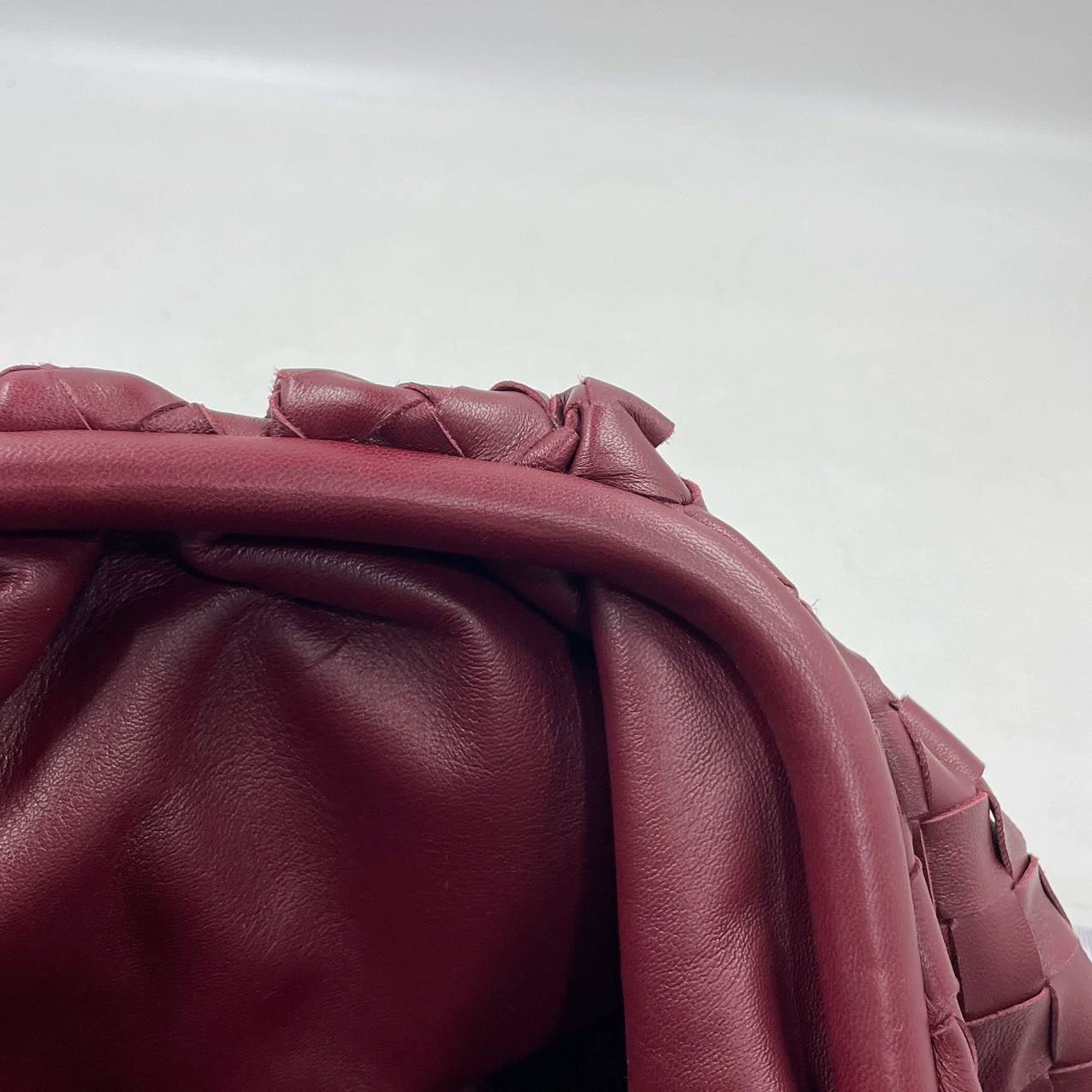 Bottega Veneta Pouch Large Intrecciato Leather Clutch Burgundy