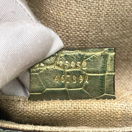 Gucci Jeweled Dragon Bag Green Crocodile and GG Velvet Bamboo Chain Strap Shoulder Bag