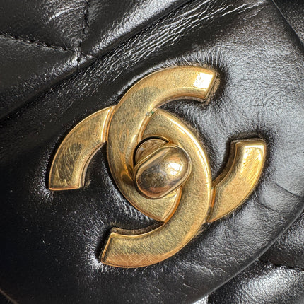 Chanel Classic Flap Jumbo Black Lambskin Leather Single Flap Gold Hardware 2009-2010