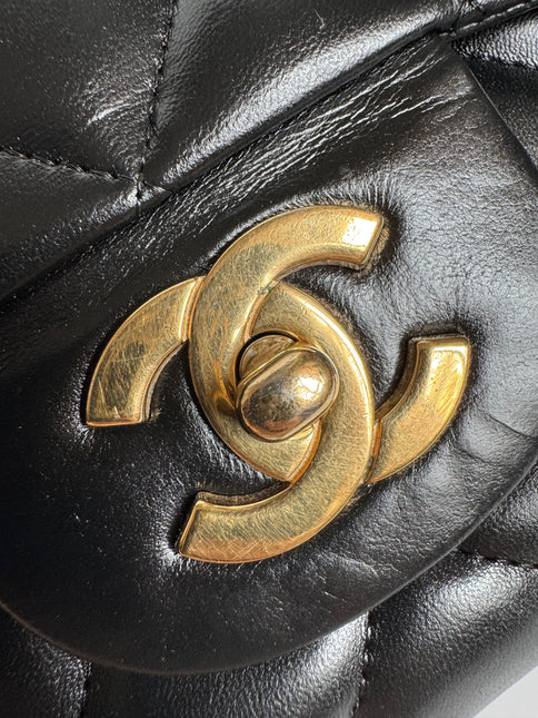 Chanel Classic Flap Jumbo Black Lambskin Leather Single Flap Gold Hardware 2009-2010