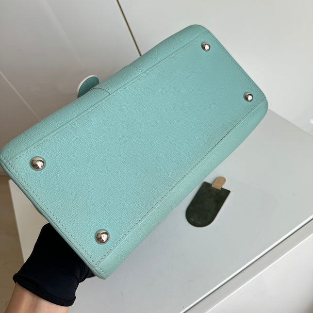 Delvaux Brilliant MM Medium Bright Tiffany Blue Calfskin Leather Crossbody Bag