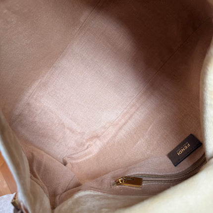 Fendi Mamma Baguette Large Pony hair in Cow Print Natural Color