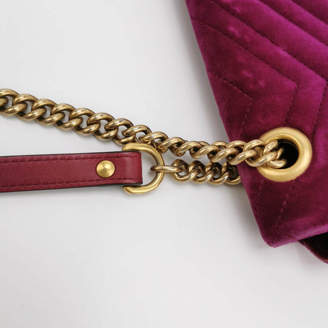 Sold Gucci Marmont Mini Flap Pink Velvet Handbag