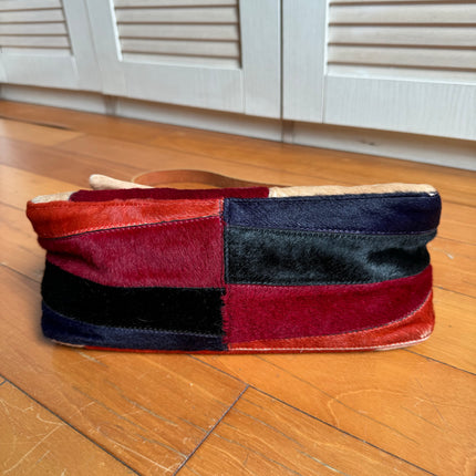 Fendi Mamma Baguette Multicolor Pony-style Calfskin Leather Abstract Block Pattern
