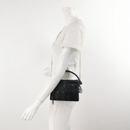 Lady Dior Milly Mini Black Lambskin Two Way Carry Bag