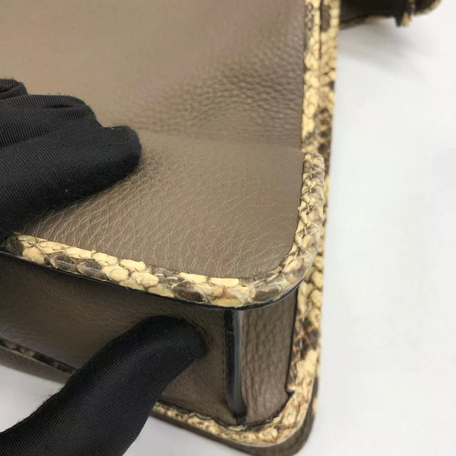 Fendi Peekaboo ISeeU Sellier Small Grey Leather with Python Skin Trimming
