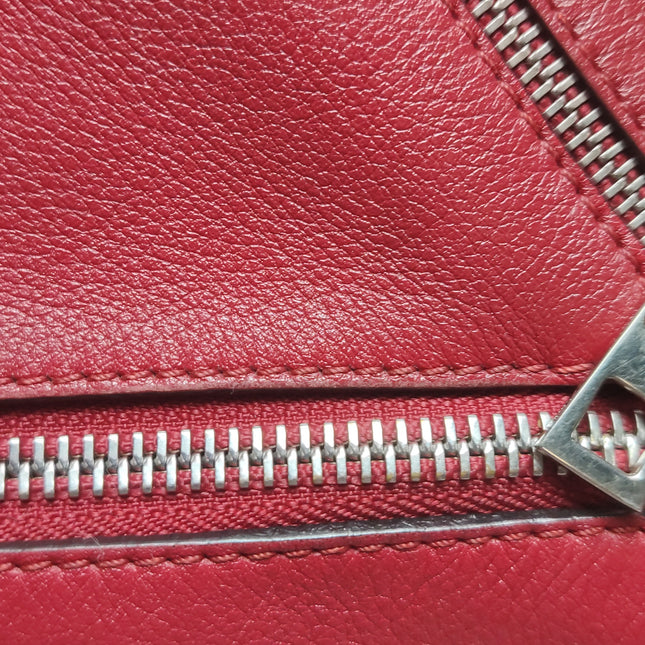 Loewe Puzzle Medium Red Leather with Zipper Crossbody Bag