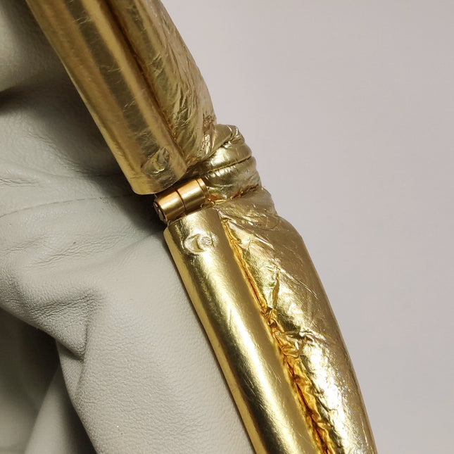 Bottega Veneta Pouch Large Metallic Gold Wrinkled Leather