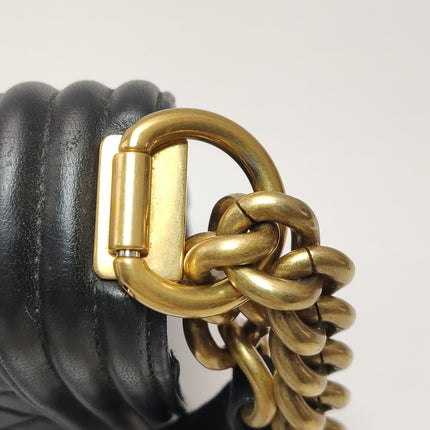 Chanel Le Boy Small Black Lambskin Leather Antiqued Gold Hardware