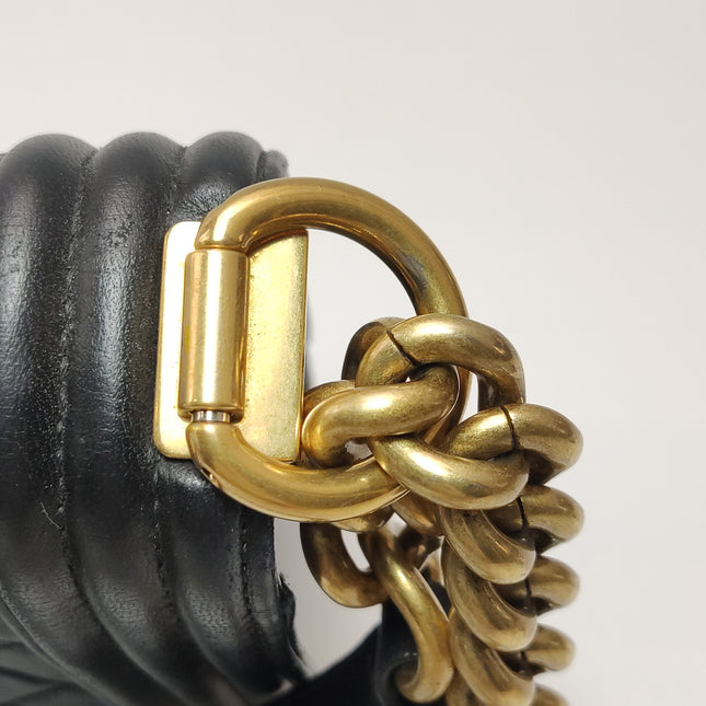 Chanel Le Boy Small Black Lambskin Leather Antiqued Gold Hardware