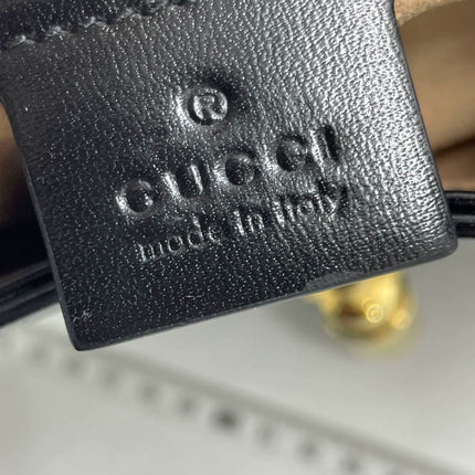 Gucci Jackie 1961 Black Leather Bag Small Piston Lock With Strap