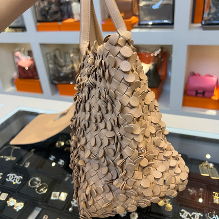 Bottega Veneta Cabat Limited Tan Poussin Paillettes Tote Beige