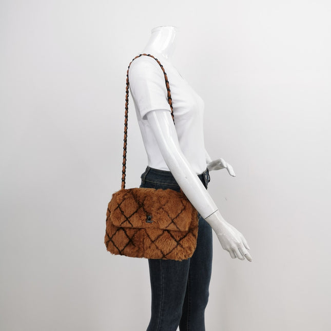 Sold Chanel 2002 Brown Lapan Rabbit Fur Vintage Flap Bag