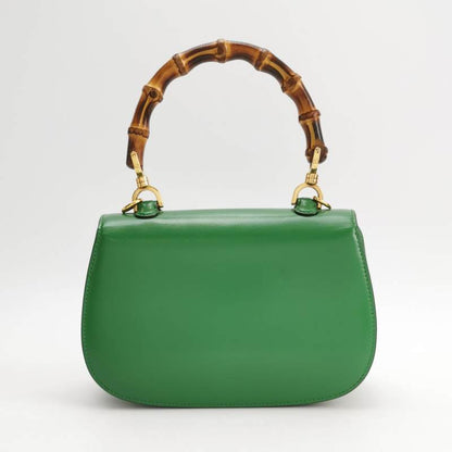 Gucci Bamboo 1947 Top Handle Bag Small Green Box Leather